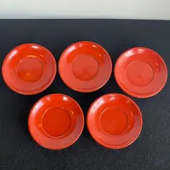 朱漆 茶托 煎茶 玉露 茶道具 5客 小皿 豆皿 銘々皿 取り皿 小付 骨董