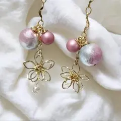23.ピアス・揺れるお花ピアス・アレルギー対応・卒業入学式ハンドメイド