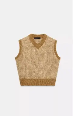 【新品未使用】今季ZARA ヘリンボーンニットベスト （L）