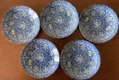 【未使用品】専用木箱入り 有田焼専山窯　二色唐草弥生窯　銘々皿　小皿5枚セット