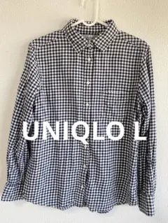 UNIQLO ネルシャツ　ネイビー　レディースL