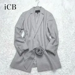 美品 iCB ジャケット ベルト付き 11号 グレー ツイード風　近年