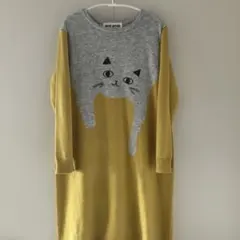 ami amie 猫顔プリント長袖ワンピースのサムネイル