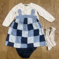baby GAP チェック柄ワンピースとパンツ、カーディガンセット