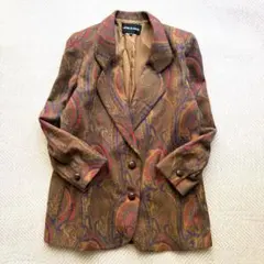 90s LAPINE BLANCHE ペイズリー柄ジャケット モード　古着　Mのサムネイル