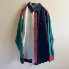 90s Ralph Lauren マルチカラー ボタンダウンシャツ 刺繍ロゴ