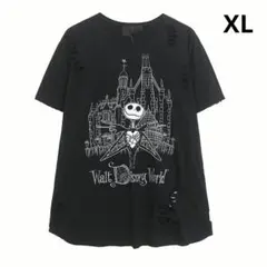 ディズニー ナイトメアー ビフォア クリスマス Tシャツ ダメージ加工 XL