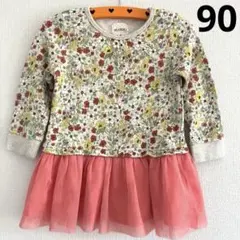 ブランシェス ベビー チュールワンピース チュニック 花柄 ピンク 春