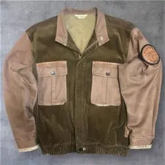 【希少・90s】PIA SPORTS コーデュロイ 切替 ブルゾン ワッペン