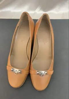 HERMES ベージュ レザー ウェッジヒールパンプスのサムネイル