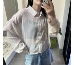 【完売品】田中みな実　楊柳シフォンショート丈シャツ　GRL グレイル