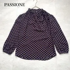 PASSIONE 総柄ボウタイブラウス 長袖 幾何学 38のサムネイル