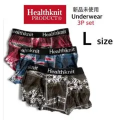 【ヘルスニット】新品未使用 ネイティブ柄 ウエストロゴ ボクサーパンツ 3P L