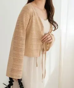 Ambre Neige ２ｗａｙ透かしメッシュトップス ベージュ