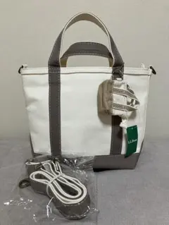 L.L.Bean 2WAYトートバッグ ホワイトグレー&キーリングホワイトカーキ