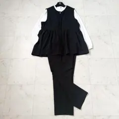 大きいサイズ❤️XL 2XL フォーマル　セットアップ　入学式　ジレ　パール　黒