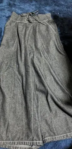 ブラック ワイドパンツ ゴムウエスト ポリエステル100% サイズW 64-70