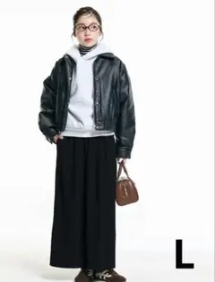 新品 coca 裏起毛ランダムリブロング Iラインスカート L