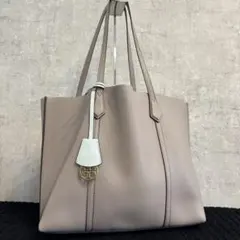 トリーバーチ オールレザー トートバッグ ペリー グレージュ オレンジ