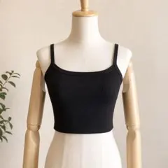 ブラックリブ編みキャミソール Mサイズ