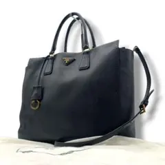 プラダ2WAYハンドバッグ サフィアーノレザー ショルダー 黒