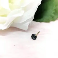K18 サファイア 片耳ピアス スタッド 3mm 9月誕生石 未使用 シングルBのサムネイル