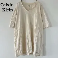 カルバンクライン【XL】半袖Tシャツ Vネック 無地 白 綿 お出かけ ゆるだぼのサムネイル