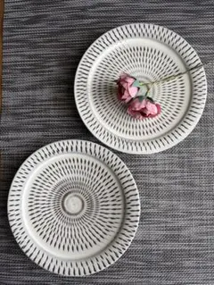 小石原焼　宝山窯　とびかんな皿約11.5cm ２枚セット　新品のサムネイル