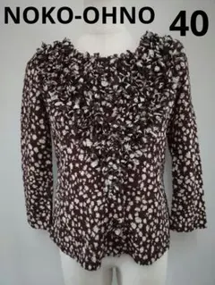 NOKO OHNO ノコオーノ プリーツ お花 ジャケット 40 黒 NOKO OHNO ノコオーノ フラワー プリーツ ジャケット チェック柄