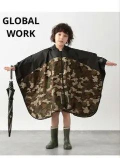 GLOBAL WORK 迷彩柄 レインコート キッズ　120cm相当のサムネイル