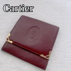 カルティエ　マストライン　小銭入れ　コインケース　スクエア　ボルドー