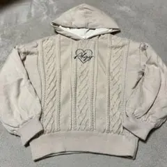 ALGYケーブルニット風パーカー ベージュ S（150）サイズ