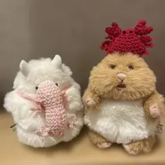 はむにぎり用 ウーパールーパーのリュックと頭に乗せれるカニの被り物セット ぬい服