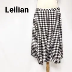 ​美品 レリアン 13+ ギンガムチェック プリーツスカート 大きいサイズ 春夏