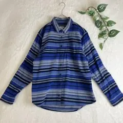 エルエルビーン L.L.Bean レディース ネルシャツ ボーダー ブルー系 M