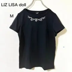 LIZ LISA doll 半袖Tシャツ黒 ビジュー ラメ きれいめＭのサムネイル