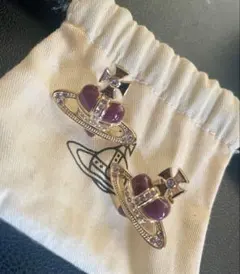 VivienneWestwood DIAMANTE HEART紫 ゴールドピアス