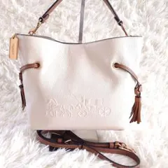 COACH コーチ 巾着 タッセル レザー 2WAY ショルダー ハンドバッグ