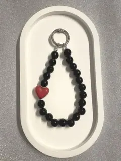 【No.2】スマホストラップ　ブラック　レッド