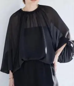 美品✨ドゥーズィエムクラス Sheer Blouse ブラックのサムネイル