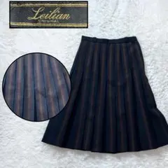 レリアン　オンブレストライプ　プリーツ　フレアスカート　Aライン　フレアスカート