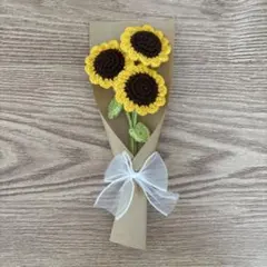 #1 언다잉 부케, 실, 플라워 부케, 핸드메이드, 니트, 선플라워, 옐로우
