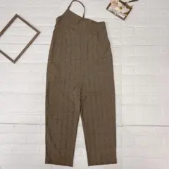 B:MING by BEAMS ワンショルダーサロペット M チェック ブラウン