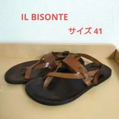 IL BISONTE 本革 ヌメ革 クロスストラップ サンダル 黒 茶 41のサムネイル