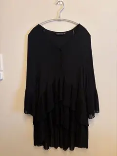 ZARA WOMAN チュニックワンピース ブラックフリル ブラウス ミニドレス