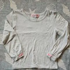 同封半額 130㎝ 長袖Tシャツ ロンT リボン グレー