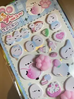 もちプニューステッカー　シマエナガ　肉球スクイーズ マシュマロ　肉球シール