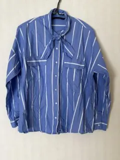 【美品】ZARA BASIC 青白ストライプ 長袖シャツ XS ほぼ未使用のサムネイル