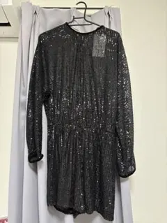ZARA スパンコール ワンピース ブラック S