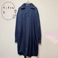 fifth チュニック レディース S ネイビー ロング丈 長袖 シャツのサムネイル